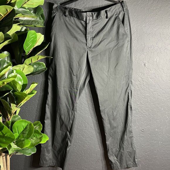 Nike Golf Dri-Fit Pants Mens 34x32 Black‎ Flat Front Poly Blend Straight Leg Zip - Picture 2 of 16